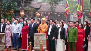 El comité organizador del Festival de Primavera Con Son–Kiep Bac realiza la ofrenda de incienso en la pagoda de Con Son.