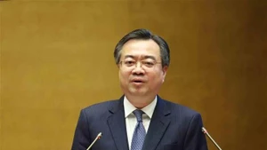 Nguyen Thanh Nghi, miembro del Buró Político, secretario del Comité Central del Partido y jefe de su Comisión de Políticas y Estrategias, en el evento. (Fuente: VNA)