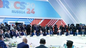 El primer ministro de Vietnam, Pham Minh Chinh, participó en la sesión plenaria de la Cumbre del grupo ampliado de los BRICS, celebrada en octubre pasado en la ciudad de Kazán, Rusia (Foto: VNA)
