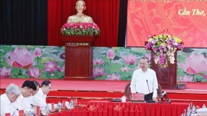 El secretario general del Partido Comunista de Vietnam, To Lam, interviene en la cita (Foto: VNA)