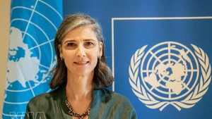 La representante residente del Programa de las Naciones Unidas para el Desarrollo en Vietnam, Ramla Khalidi. (Foto: VNA)