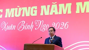 El presidente de la Asamblea Nacional de Vietnam, Tran Thanh Man, habla en la reunión. (Foto: Nhan Dan)