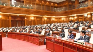 Vista del primer período de sesiones de la Asamblea Nacional de Laos de la X legislatura. (Foto: VNA)
