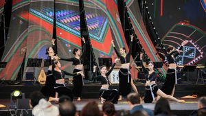 Los espectadores disfrutan una danza de artistas del Teatro Nacional de Ópera y Ballet de Vietnam. (Foto: VNA)