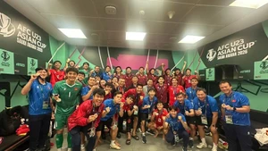 La selección vietnamita de fútbol sub-23 y miembros de su cuerpo técnico. (Foto: VGP)