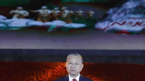 El secretario general del Partido Comunista de Vietnam, To Lam, interviene en el evento desde Cao Bang. (Foto: VNA)