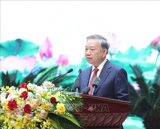 El secretario general del Partido Comunista de Vietnam, To Lam, habla en el evento. (Fuente: VNA) El secretario general del Partido Comunista de Vietnam, To Lam, habla en el evento. (Fuente: VNA)