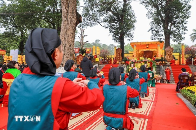 Escena del ritual del Tien Lich recreada en el programa. (Foto: VNA)