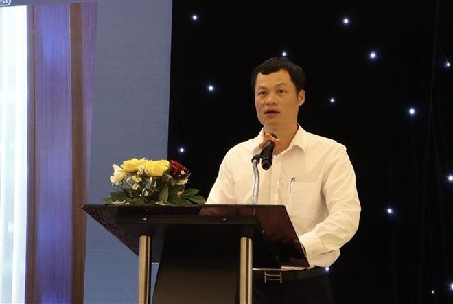 Do Quoc Hung, subdirector del departamento de Desarrollo de Mercados Exteriores del ministerio de Industria y Comercio, durante su intervención en el taller. Foto: VNA Do Quoc Hung, subdirector del departamento de Desarrollo de Mercados Exteriores del ministerio de Industria y Comercio, durante su intervención en el taller. Foto: VNA