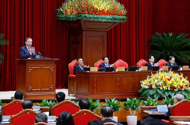 El secretario general del Partido Comunista de Vietnam, To Lam, interviene en la cita (Foto: VNA)