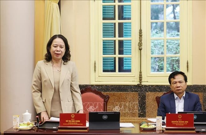 La vicepresidenta vietnamita, Vo Thi Anh Xuan, habla