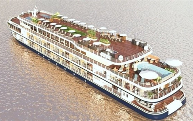 Modelo del crucero de lujo que conectará Can Tho y Camboya. (Fotografía: VNA)
