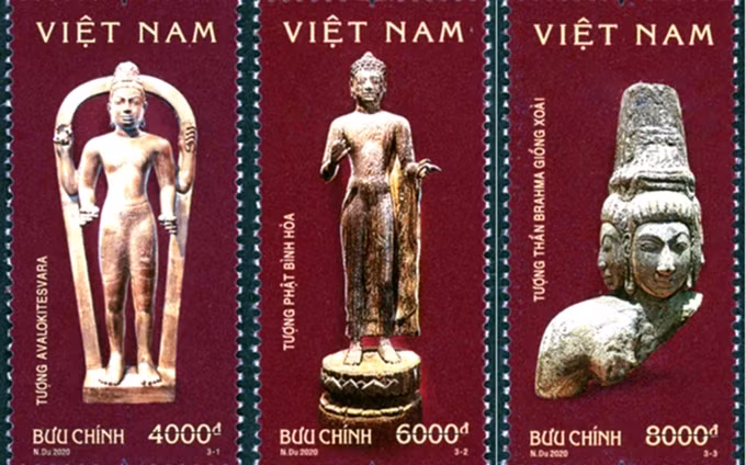 Conjunto de sellos postales “Cultura Oc Eo”. (Fotografía: VNA)