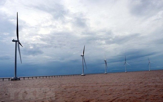Un parque eólico en Soc Trang, Vietnam. (Fotografía: VNA)