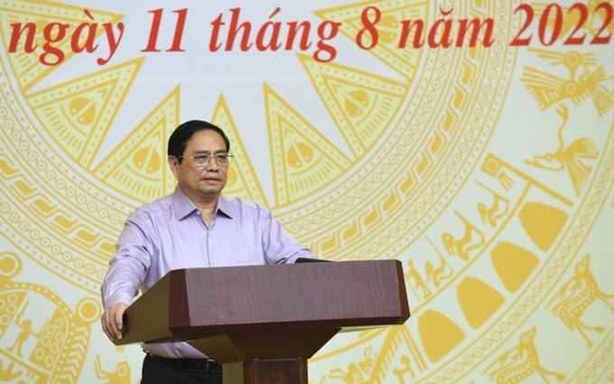 El primer ministro de Vietnam, Pham Minh Chinh, interviene en la cita. (Fotografía: Nhan Dan)