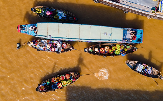 El mercado flotante de Cai Rang.