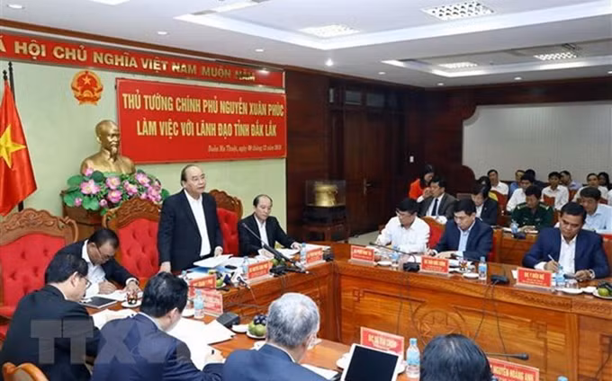 El primer ministro de Vietnam, Nguyen Xuan Phuc, en el encuentro. (Fuente: VNA)