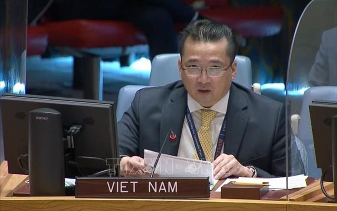 El embajador Pham Hai Anh, encargado de negocios de Vietnam ante la ONU (Fotografía: VNA)