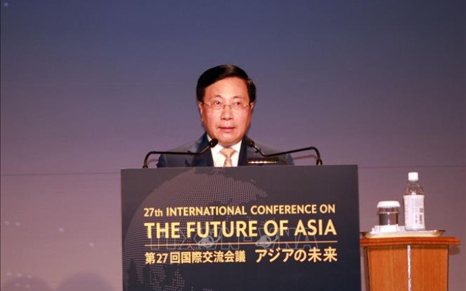  El viceprimer ministro permanente de Vietnam, Pham Binh Minh, interviene en la cita (Foto: VNA)