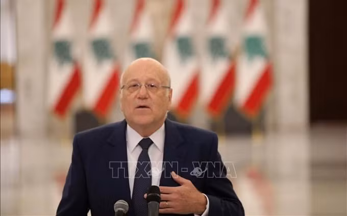 El designado primer ministro de Líbano, Najib Mikati, pronuncia un discurso desde la capital del país, Beirut. (Fotografía: VNA)