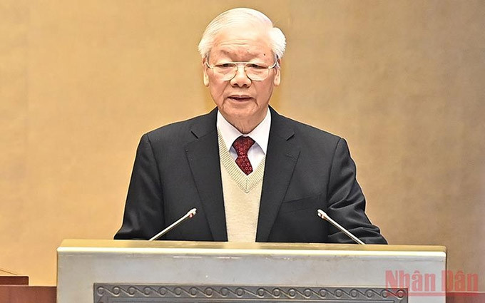 El secretario general del Partido Comunista de Vietnam, Nguyen Phu Trong, preside la conferencia nacional sobre construcción y rectificación partidista.