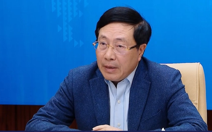 Vicepremier y canciller vietnamita, Pham Binh Minh, interviene en el evento (Fotografía: vnews.gov.vn/)