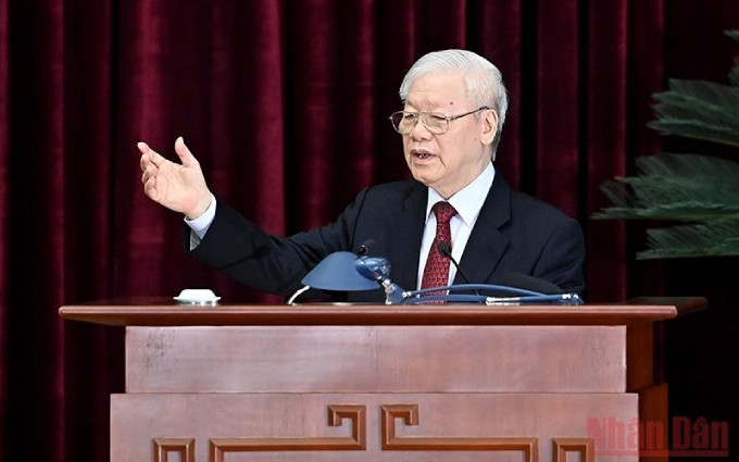 El secretario general del Partido Comunista de Vietnam, Nguyen Phu Trong habla en el evento. (Foto: Dang Khoa)
