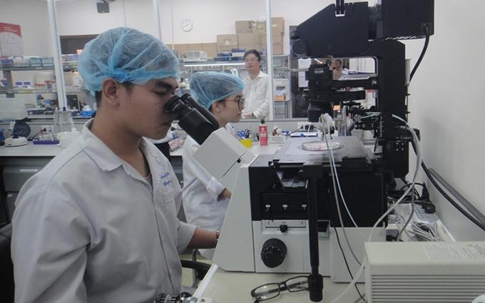 Estudiantes realizan investigación científica en la Universidad Internacional de la Universidad Nacional de Ciudad Ho Chi Minh. (Fotografía: Nhan Dan)