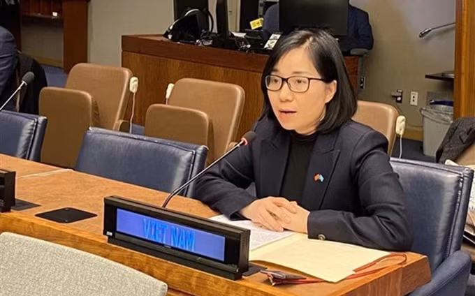 La embajadora Nguyen Phuong Tra, subjefa de la misión vietnamita ante la Organización de las Naciones Unidas (ONU). (Fotografía: VNA)