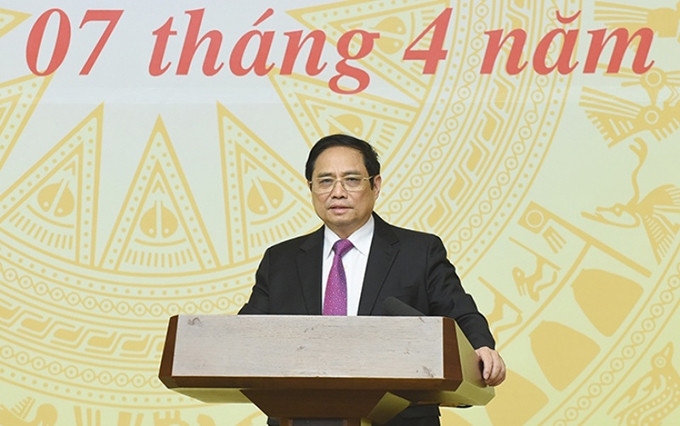 El primer ministro de Vietnam, Pham Minh Chinh, interviene en la reunión. (Fotografía: Nhan Dan)