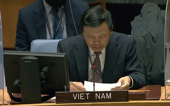 El embajador Dang Dinh Quy interviene en la sesión. (Fotografía: VGP)