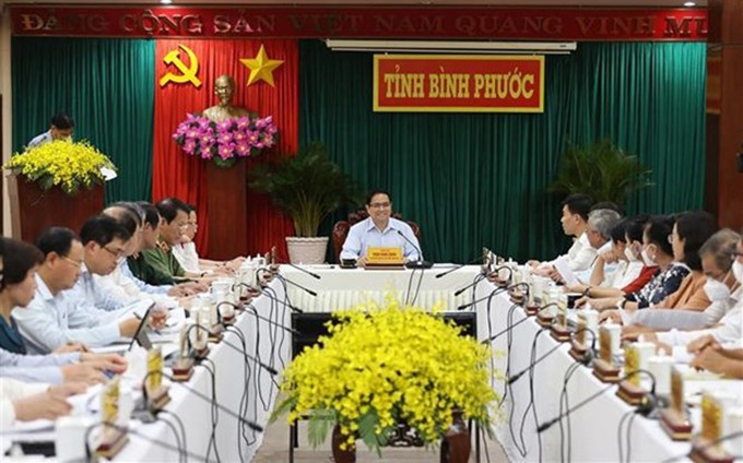 El primer ministro vietnamita, Pham Minh Chinh, en la reunión. (Fotografía: VNA)