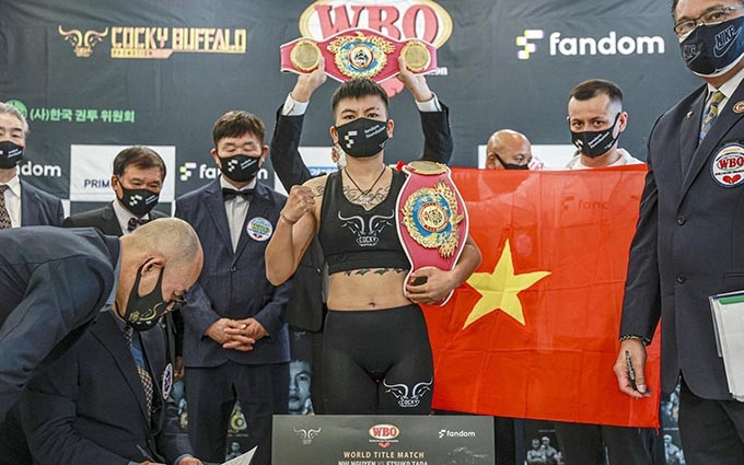 Thu Nhi se pesa antes de la pelea contra Etsuko Tada. (Fotografía: FINAL FLASH)