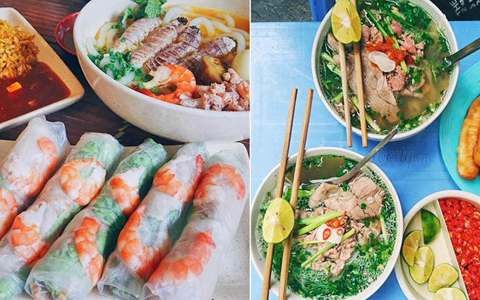El rollo de verano (goi cuon) y la sopa de fideos (pho). (Fotografía: foody.vn)