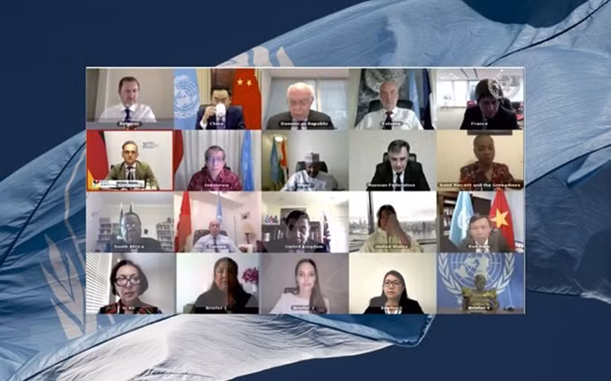 La sesión abierta en línea del Consejo de Seguridad de las Naciones Unidas (Fotografía: VNA)