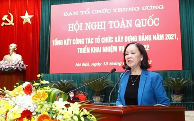 La jefa de la Comisión de Organización del Comité Central del PCV, Truong Thi Mai. (Fotografía: VNA)