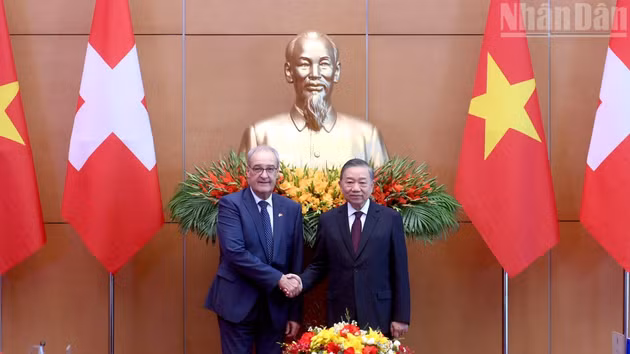 [Foto] Mandatario vietnamita dialoga con presidente de Suiza