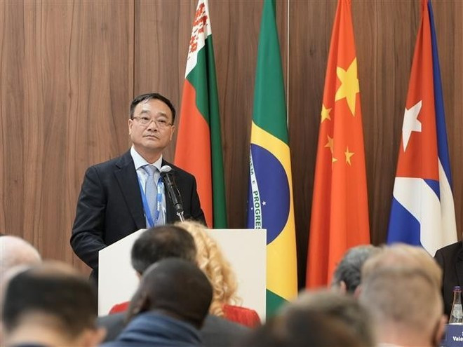 El viceministro de Seguridad Pública de Vietnam Pham The Tung en la conferencia. (Foto: VNA)