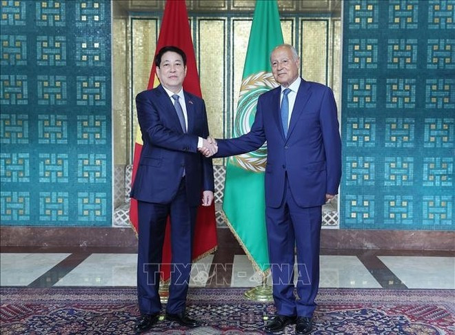 El secretario general de la Liga Árabe, Ahmed Aboul Gheit, y el presidente vietnamitam, Luong Cuong. (Foto: VNA) El secretario general de la Liga Árabe, Ahmed Aboul Gheit, y el presidente vietnamitam, Luong Cuong. (Foto: VNA)