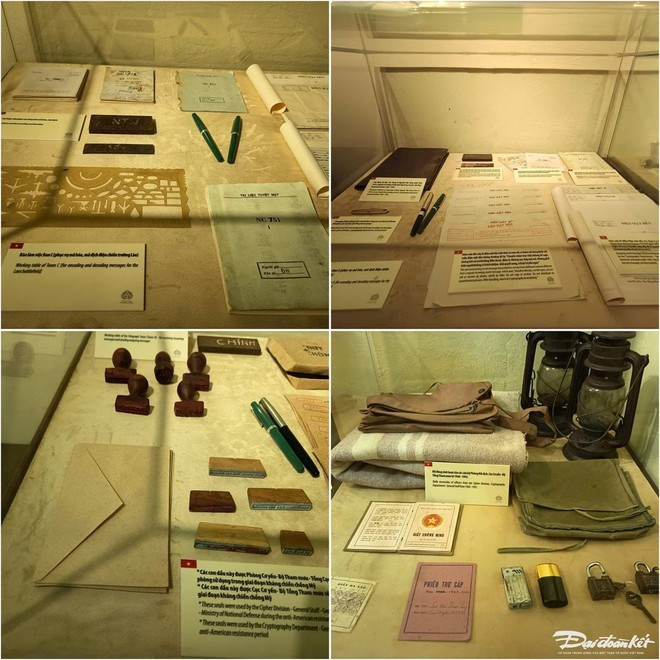 Varios artefactos en exhibición dentro del búnker criptográfico. (Foto: daidoanket.vn) Varios artefactos en exhibición dentro del búnker criptográfico. (Foto: daidoanket.vn)