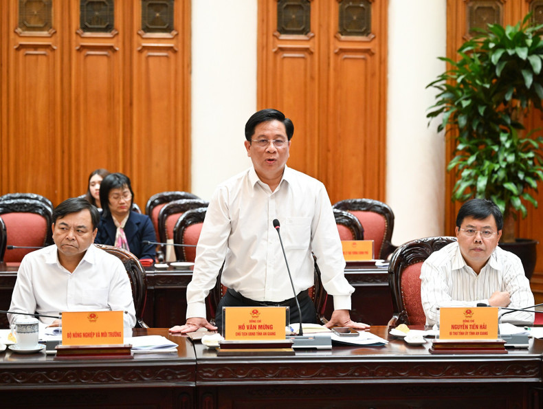 Ho Van Mung, presidente del Comité Popular de An Giang, interviene en la cita.