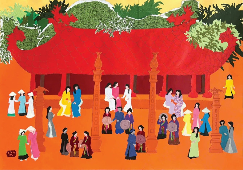 “Fiesta aldeana” (collage, Hoang Phuong Lien). (Foto: Hanoimoi.vn) “Fiesta aldeana” (collage, Hoang Phuong Lien). (Foto: Hanoimoi.vn)