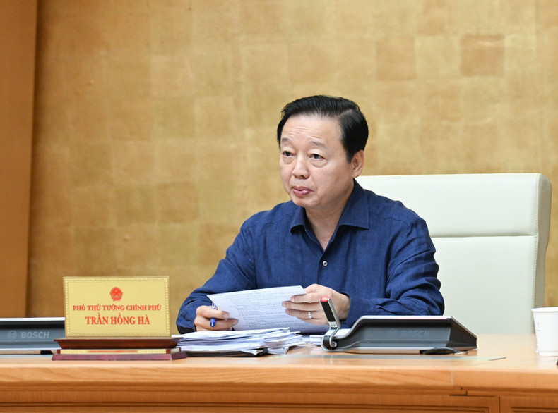 El viceprimer ministro Tran Hong Ha habla en la reunión. El viceprimer ministro Tran Hong Ha habla en la reunión.