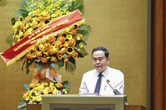El presidente de la AN, Tran Thanh Man, interviene en la cita. (Foto: VNA) El presidente de la AN, Tran Thanh Man, interviene en la cita. (Foto: VNA)