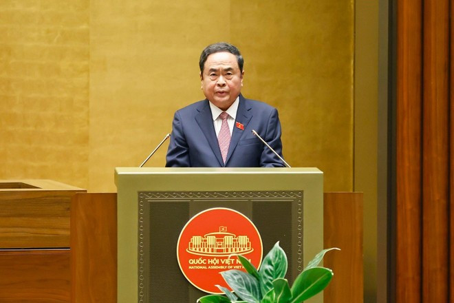 El presidente de la Asamblea Nacional, Tran Thanh Man, pronuncia un discurso de clausura. (Foto: VNA) El presidente de la Asamblea Nacional, Tran Thanh Man, pronuncia un discurso de clausura. (Foto: VNA)