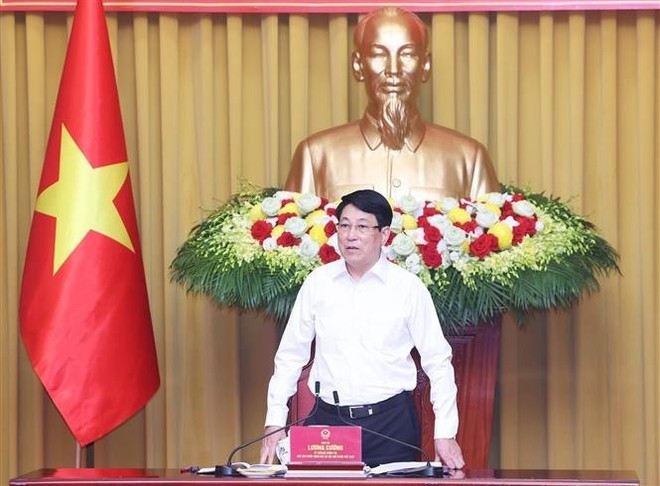 El presidente vietnamita, Luong Cuong, habla en el evento. (Foto: VNA) El presidente vietnamita, Luong Cuong, habla en el evento. (Foto: VNA)