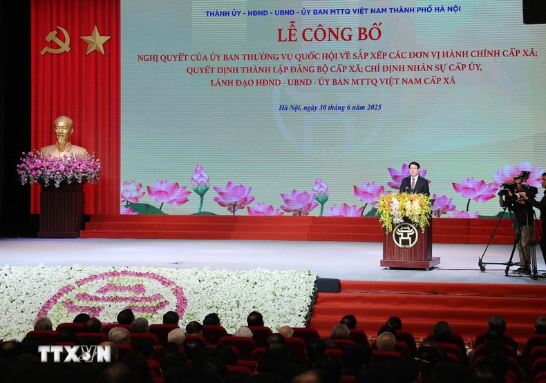 Intervención del presidente Luong Cuong durante la ceremonia. (Foto: Lam Khanh / VNA) Intervención del presidente Luong Cuong durante la ceremonia. (Foto: Lam Khanh / VNA)