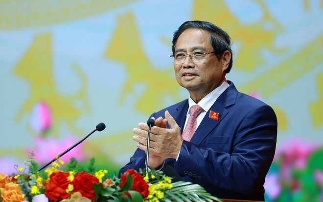 El primer ministro Pham Minh Chinh habla en el evento. (Foto: VNA) El primer ministro Pham Minh Chinh habla en el evento. (Foto: VNA)