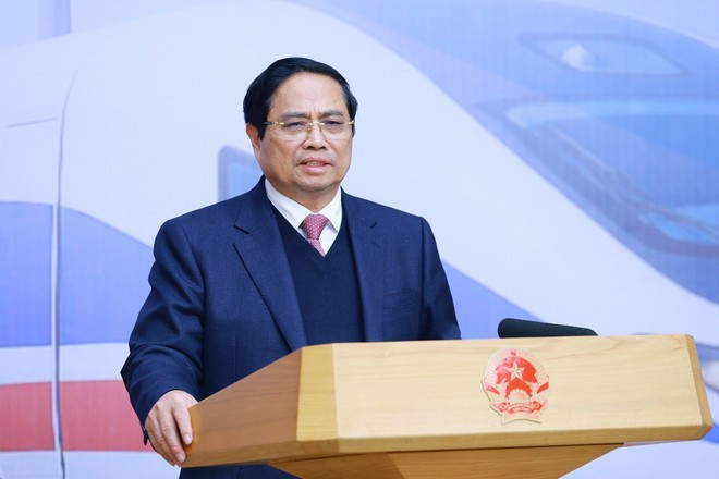 El primer ministro de Vietnam, Pham Minh Chinh, interviene en la cita. (Foto: VNA)