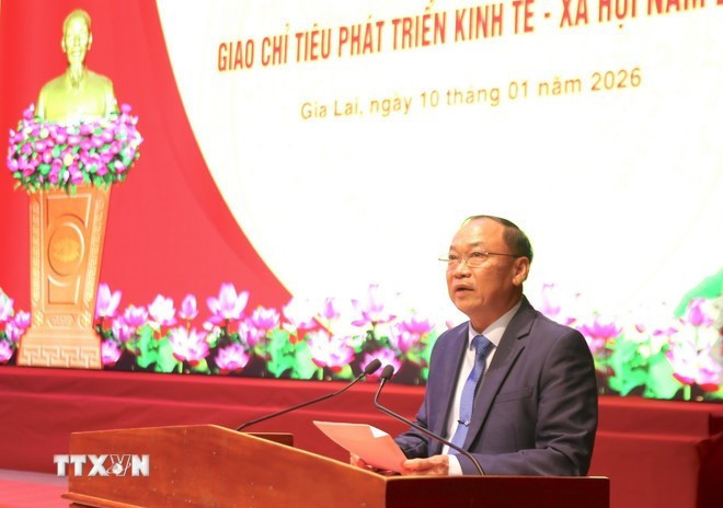 Thai Dai Ngoc, miembro del Comité Central del Partido, secretario del Comité partidista provincial y jefe de la delegación de Gia Lai ante el Congreso. (Foto: VNA)